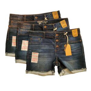 Hippie Girl Super Soft Denim Midi Shorts Regular Rise Button Fly Bundle of 3 Siz